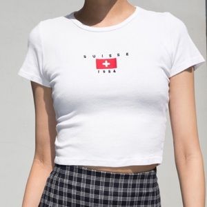 Brandy Melville white suisse 1984 top